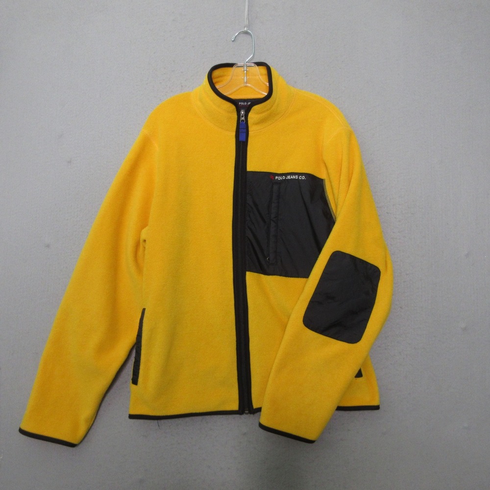Vintage Polo Jeans Co Jacket Yellow Fleece Full Zip RL-67 Streetwear 90s Bright